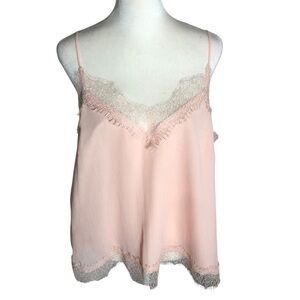 LOFT blush pink lace trim camisole tank top Sz Large. NWT
